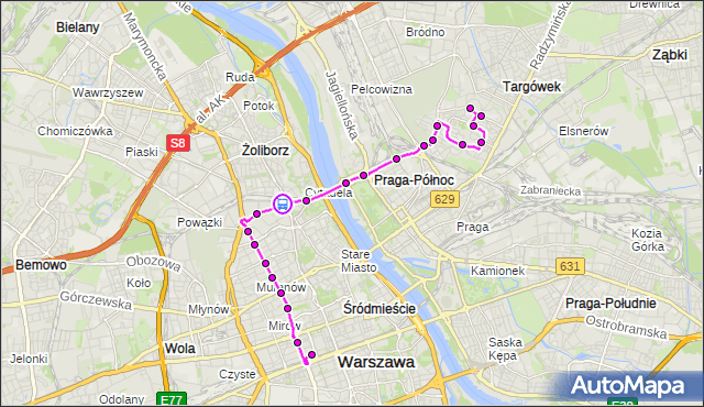 Rozkład jazdy autobusu N12 na przystanku Dw.Gdański 04. ZTM Warszawa na mapie Targeo
