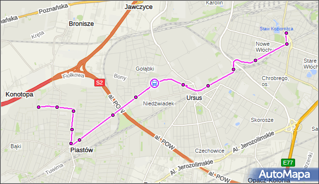 Rozkład jazdy autobusu 716 na przystanku Śmigielska 02. ZTM Warszawa na mapie Targeo