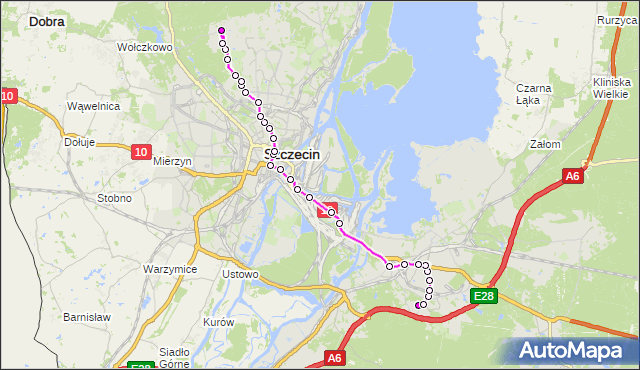 Mapa Polski Targeo, Autobus 532 - trasa Osiedle Bukowe - Osów. ZDiTM Szczecin na mapie Targeo