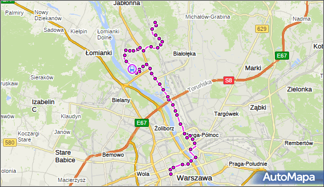 Rozkład jazdy autobusu N13 na przystanku Tarchomin 08. ZTM Warszawa na mapie Targeo