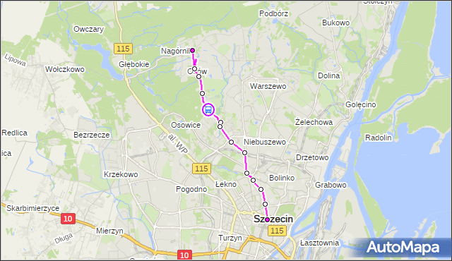 Rozkład jazdy autobusu 532 na przystanku Podleśna 11. ZDiTM Szczecin na mapie Targeo