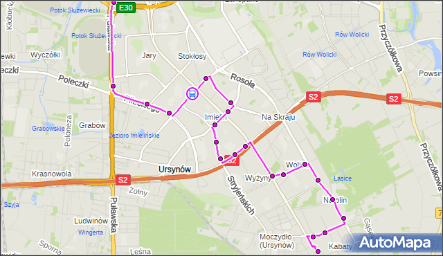 Rozkład jazdy autobusu 192 na przystanku Ursynów Płd. 02. ZTM Warszawa na mapie Targeo