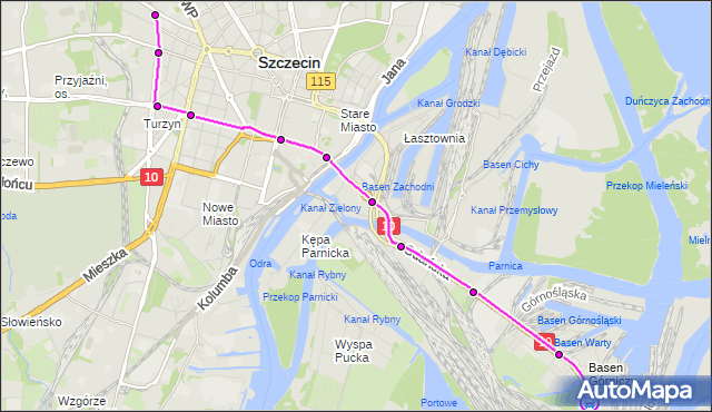 Rozkład jazdy tramwaju 7 na przystanku Basen Górniczy 42. ZDiTM Szczecin na mapie Targeo