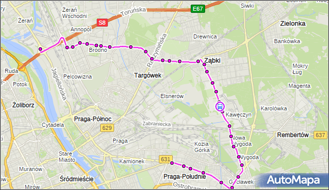 Rozkład jazdy autobusu 145 na przystanku Ciepłownia Kawęczyn 02. ZTM Warszawa na mapie Targeo
