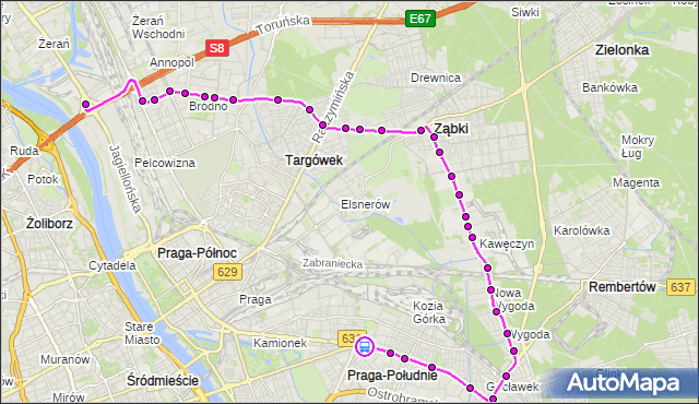 Rozkład jazdy autobusu 145 na przystanku Wiatraczna 16. ZTM Warszawa na mapie Targeo
