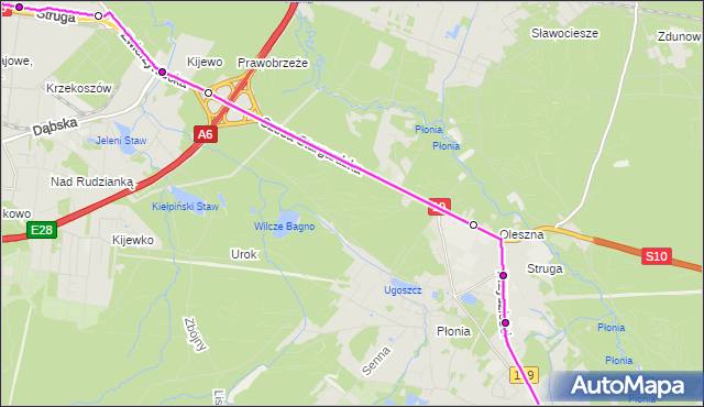 Mapa Polski Targeo, Autobus 79 - trasa Jezierzyce - Wiosenna. ZDiTM Szczecin na mapie Targeo