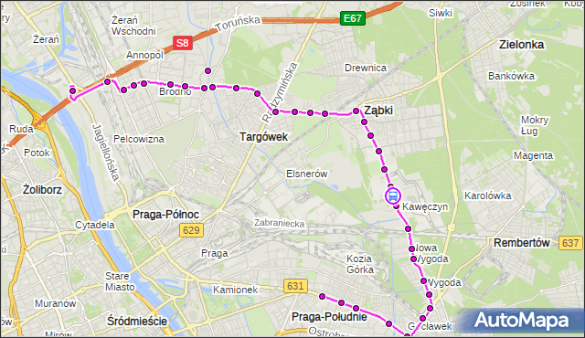 Rozkład jazdy autobusu 145 na przystanku Ciepłownia Kawęczyn 01. ZTM Warszawa na mapie Targeo