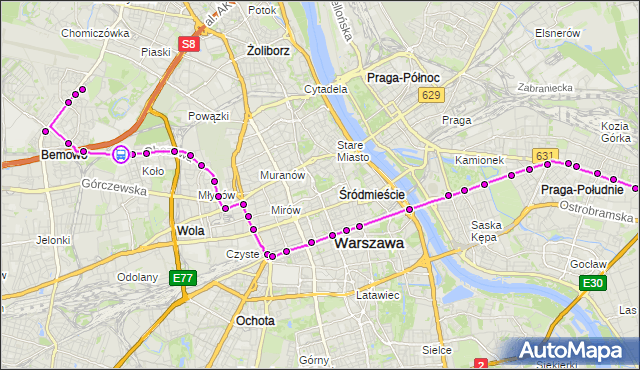 Rozkład jazdy tramwaju 24 na przystanku Koło 01. ZTM Warszawa na mapie Targeo