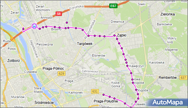 Rozkład jazdy autobusu 145 na przystanku PKP Toruńska 02. ZTM Warszawa na mapie Targeo