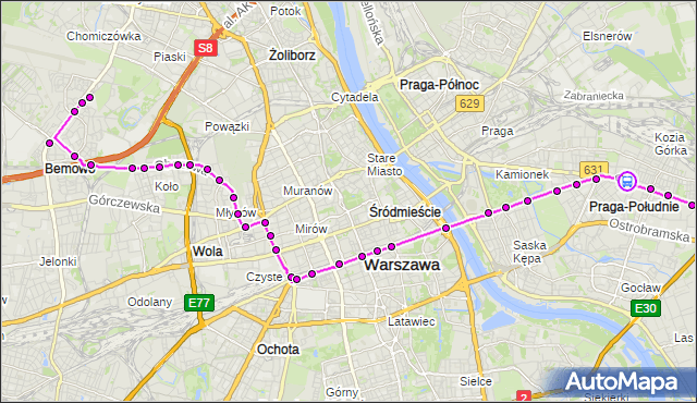 Rozkład jazdy tramwaju 24 na przystanku Wspólna Droga 04. ZTM Warszawa na mapie Targeo