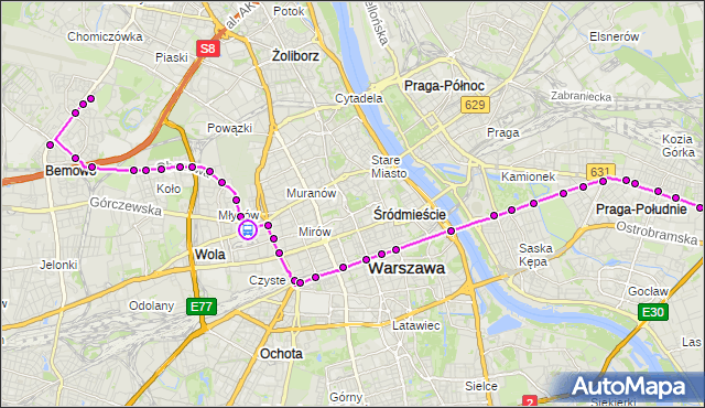 Rozkład jazdy tramwaju 24 na przystanku Zajezdnia Wola 03. ZTM Warszawa na mapie Targeo