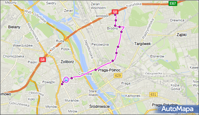 Rozkład jazdy autobusu 500 na przystanku Baseny Inflancka 01. ZTM Warszawa na mapie Targeo