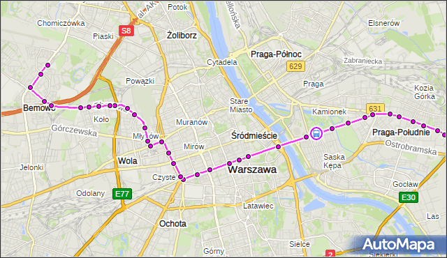 Rozkład jazdy tramwaju 24 na przystanku Berezyńska 01. ZTM Warszawa na mapie Targeo