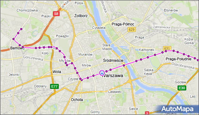 Rozkład jazdy tramwaju 24 na przystanku Centrum 10. ZTM Warszawa na mapie Targeo
