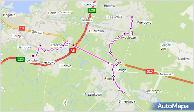 Mapa Polski Targeo, Autobus 534 - trasa Bryczkowskiego - Osiedle Bukowe. ZDiTM Szczecin na mapie Targeo