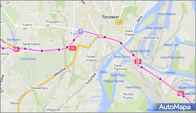 Rozkład jazdy tramwaju 8 na przystanku Plac Kościuszki 41. ZDiTM Szczecin na mapie Targeo