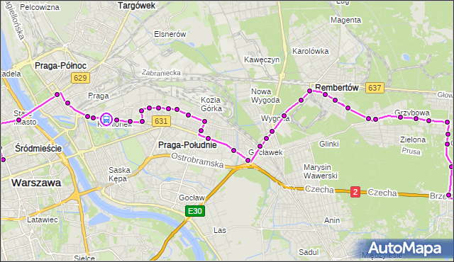 Rozkład jazdy autobusu N21 na przystanku Bliska 01. ZTM Warszawa na mapie Targeo