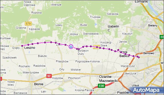 Rozkład jazdy autobusu 719 na przystanku Borzęcin Duży-Wieś 01. ZTM Warszawa na mapie Targeo