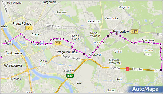 Rozkład jazdy autobusu N21 na przystanku Gocławska 01. ZTM Warszawa na mapie Targeo