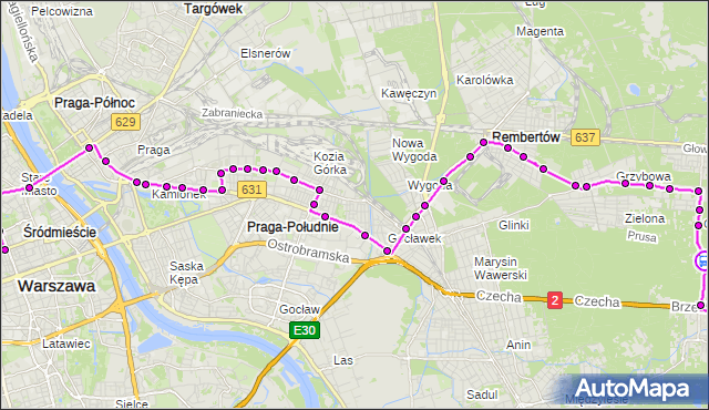 Rozkład jazdy autobusu N21 na przystanku Hipodrom 01. ZTM Warszawa na mapie Targeo