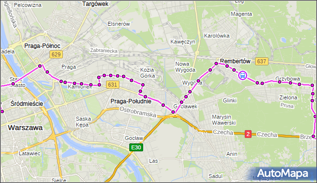 Rozkład jazdy autobusu N21 na przystanku Instruktorska 01. ZTM Warszawa na mapie Targeo