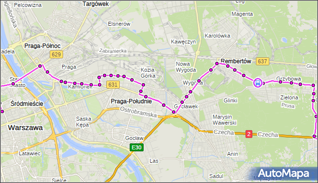 Rozkład jazdy autobusu N21 na przystanku Sosnowa 01. ZTM Warszawa na mapie Targeo