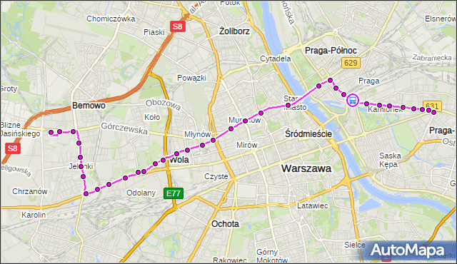Rozkład jazdy tramwaju 26 na przystanku al.Zieleniecka 05. ZTM Warszawa na mapie Targeo