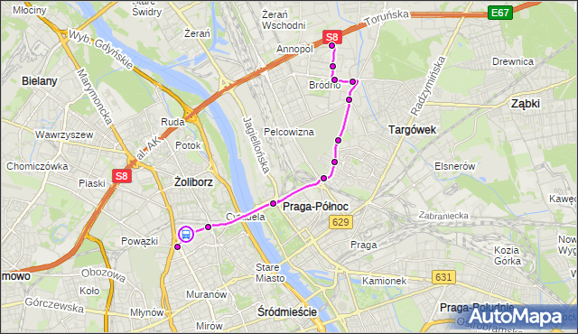 Rozkład jazdy autobusu 500 na przystanku Baseny Inflancka 02. ZTM Warszawa na mapie Targeo