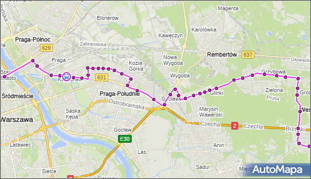 Rozkład jazdy autobusu N21 na przystanku Bliska 02. ZTM Warszawa na mapie Targeo