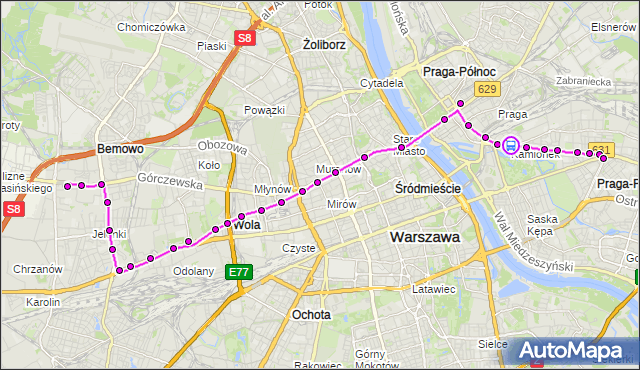 Rozkład jazdy tramwaju 26 na przystanku Lubelska 04. ZTM Warszawa na mapie Targeo