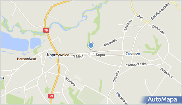 Koprzywnica powiat sandomierski, 11 Listopada, mapa Koprzywnica powiat sandomierski