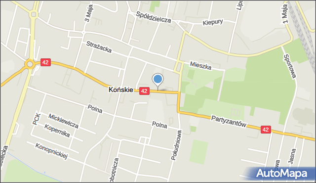 Końskie, 16 Stycznia, mapa Końskie