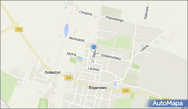 Bojanowo powiat rawicki, 17 Stycznia, mapa Bojanowo powiat rawicki