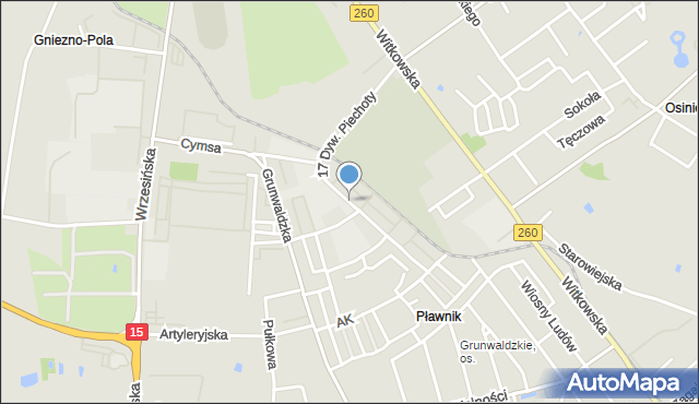 Gniezno, 17 Dywizji Piechoty, mapa Gniezna