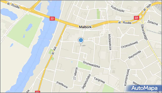 Malbork, 17 Marca, mapa Malborka