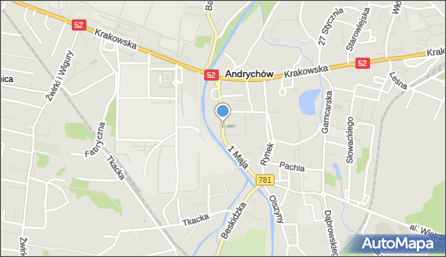 Andrychów, 1 Maja, mapa Andrychów