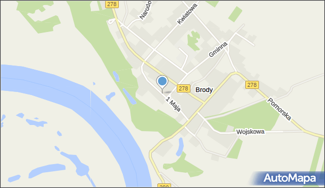 Brody gmina Sulechów, 1 Maja, mapa Brody gmina Sulechów