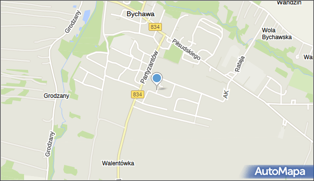 Bychawa, 1 Armii Wojska Polskiego, mapa Bychawa