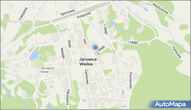 Janowice Wielkie, 1 Maja, mapa Janowice Wielkie