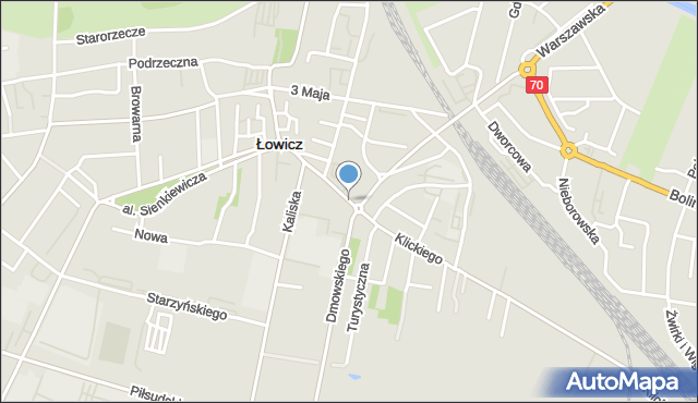 Łowicz, 1 Maja, mapa Łowicza