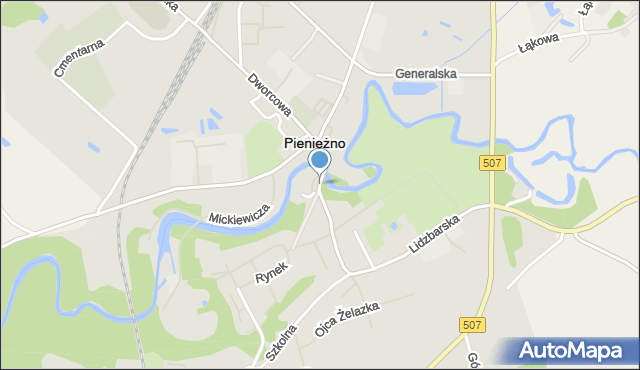 Pieniężno powiat braniewski, 1 Maja, mapa Pieniężno powiat braniewski