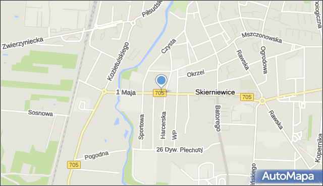 Skierniewice, 1 Maja, mapa Skierniewic