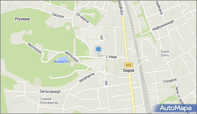 Sopot, 1 Maja, mapa Sopotu