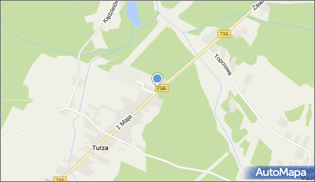 Turza gmina Łazy, 1 Maja, mapa Turza gmina Łazy