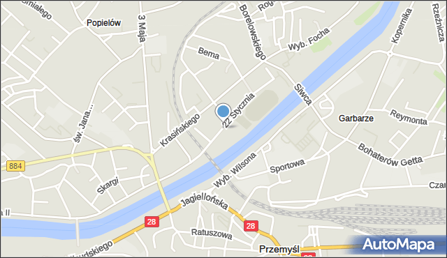 Przemyśl, 22 Stycznia, mapa Przemyśla