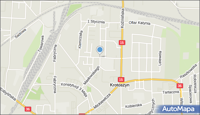 Krotoszyn, 23 Stycznia, mapa Krotoszyna