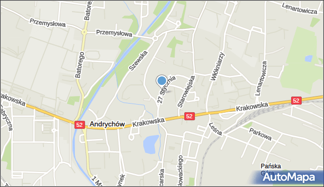 Andrychów, 27 Stycznia, mapa Andrychów