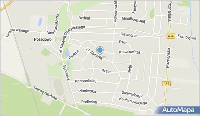 Gostyń, 27 Stycznia, mapa Gostyń