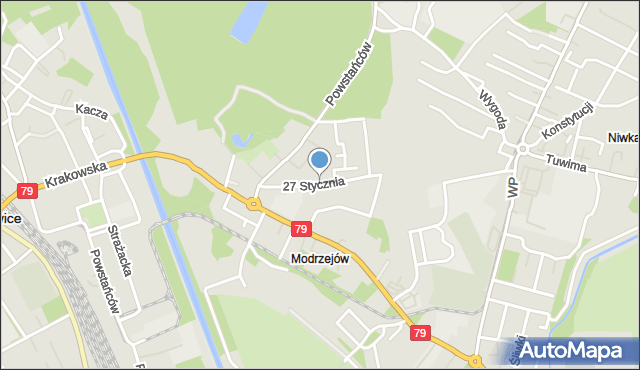 Sosnowiec, 27 Stycznia, mapa Sosnowca