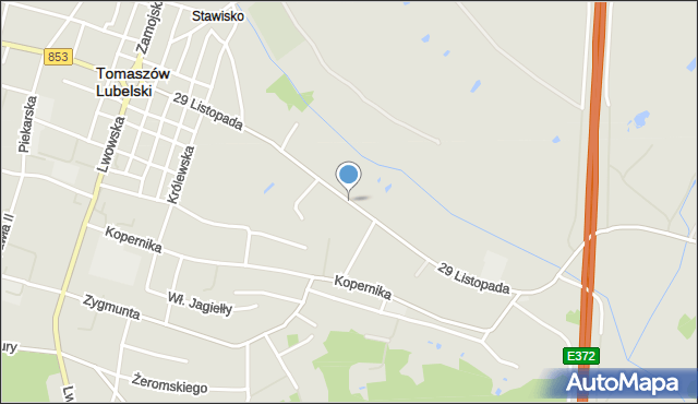 Tomaszów Lubelski, 29 Listopada, mapa Tomaszów Lubelski